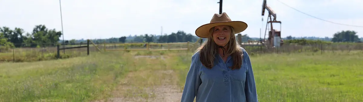 A pumpjack on the horizon of a Texas field